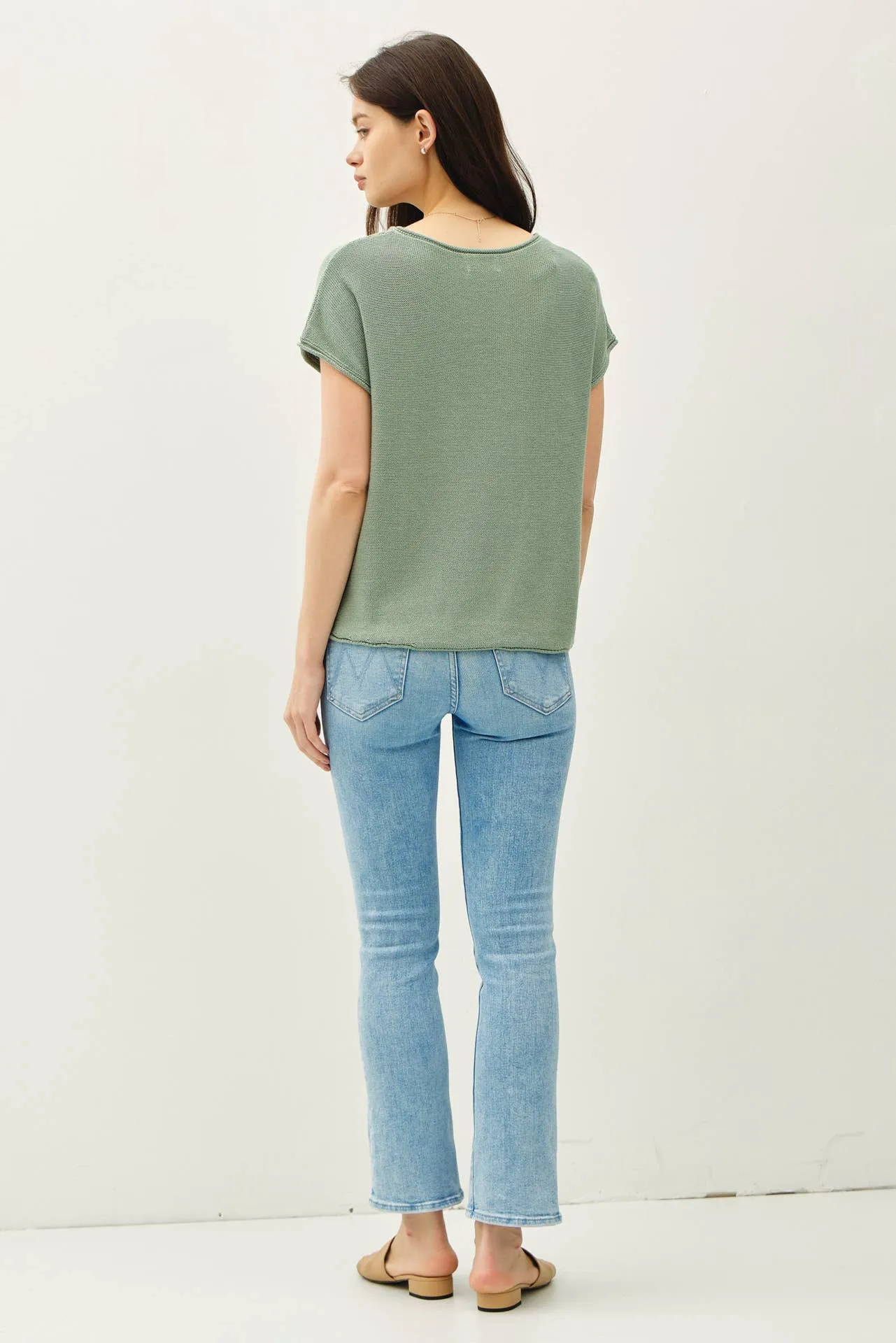 BOXY SHORT SLEEVE SWEATER W RAW SEAM