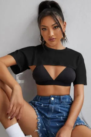 Boxy Super Crop Top Without Bra