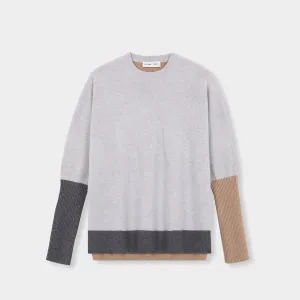 Boxy sweater Cashmere light grey multi with YY logo