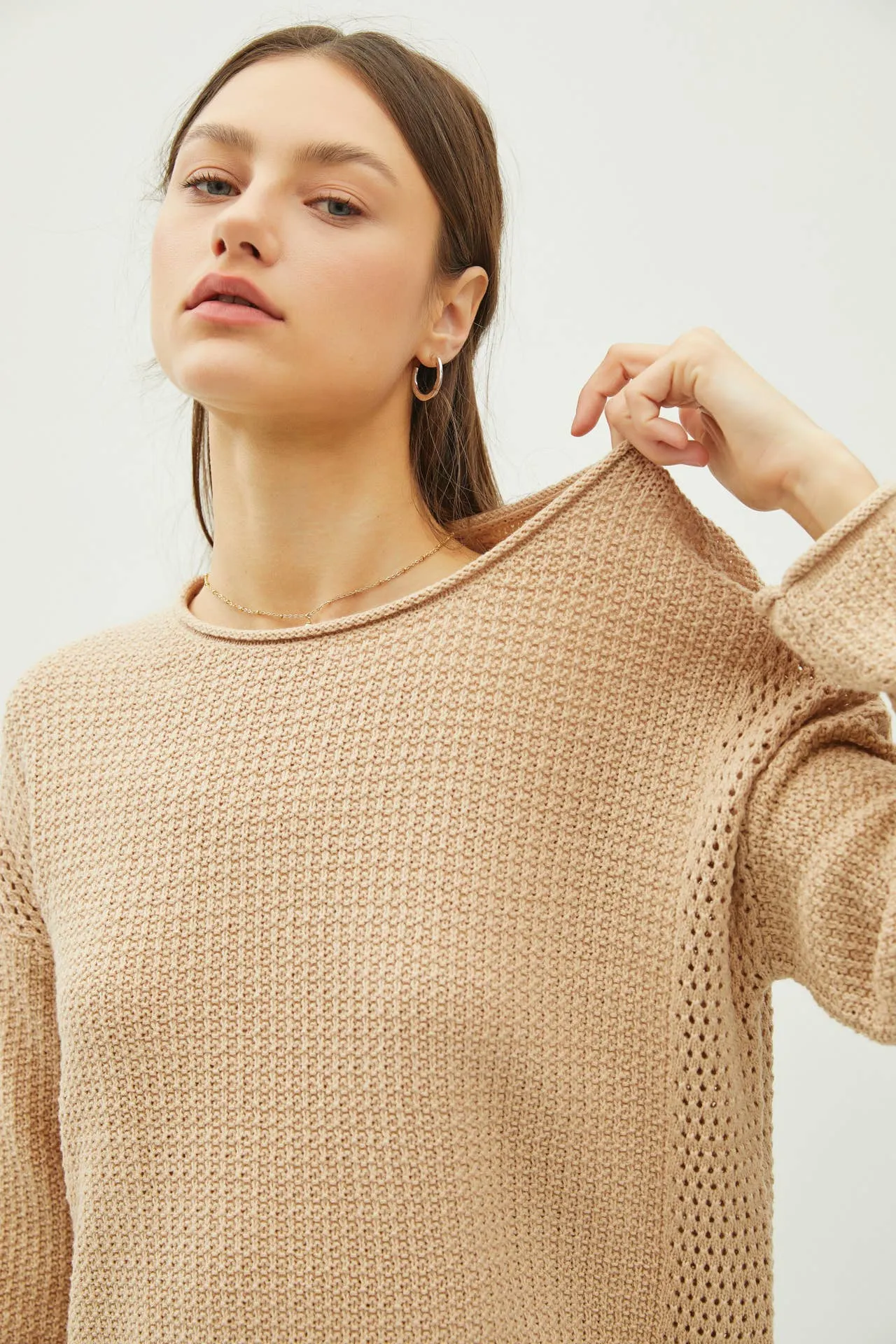 BOXY WAFFLE KNIT SWEATER