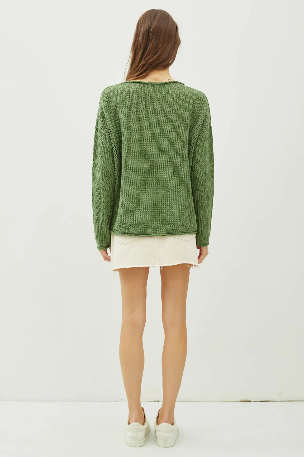 BOXY WAFFLE KNIT SWEATER