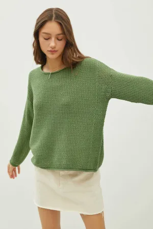 BOXY WAFFLE KNIT SWEATER