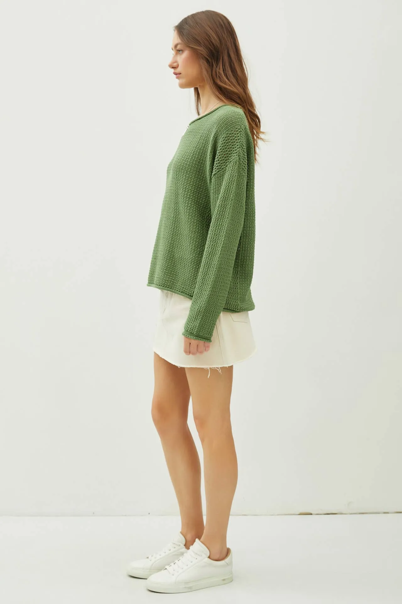 BOXY WAFFLE KNIT SWEATER