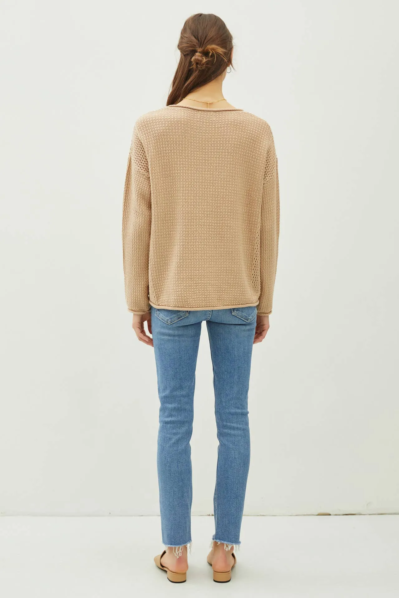 BOXY WAFFLE KNIT SWEATER