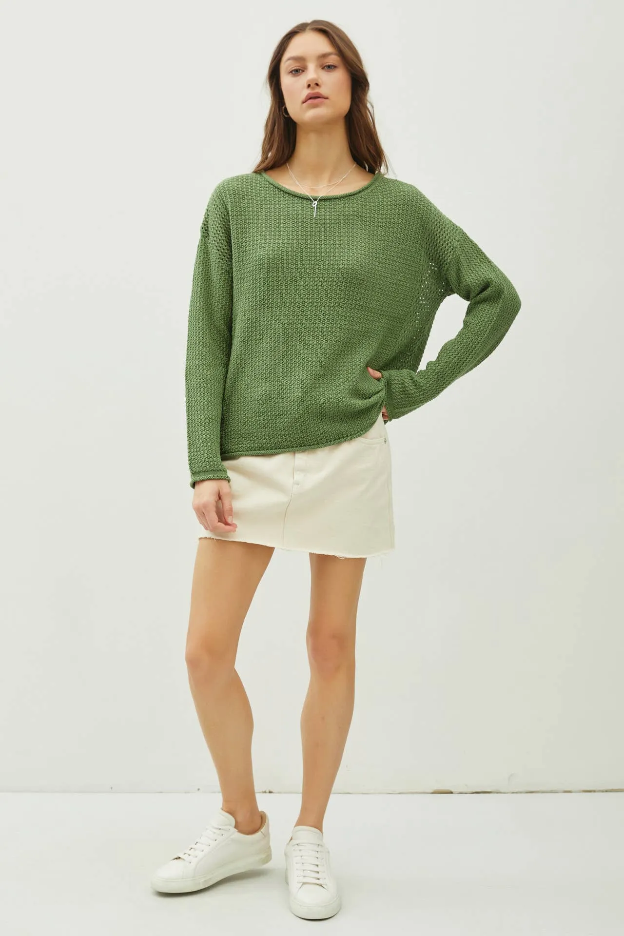BOXY WAFFLE KNIT SWEATER