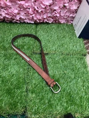 Brown blingy soft leather belt size 4/6