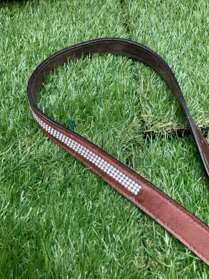 Brown soft leather pink Blingy belt in the size 10