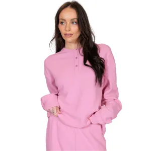 Brunette Waffle Knit Boxy Henley