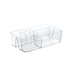 Budget & Good Desk Drawer Organizer Multi-Purpose Clear Plastic Vanity Tray for Home Bathroom Kitchen & Office Storage Organization, 8 Section, 1 Pack