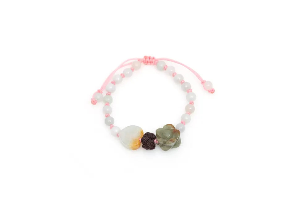 Burmese Jadeite 'Celebration of Life & Love' Children's Silk Bracelet