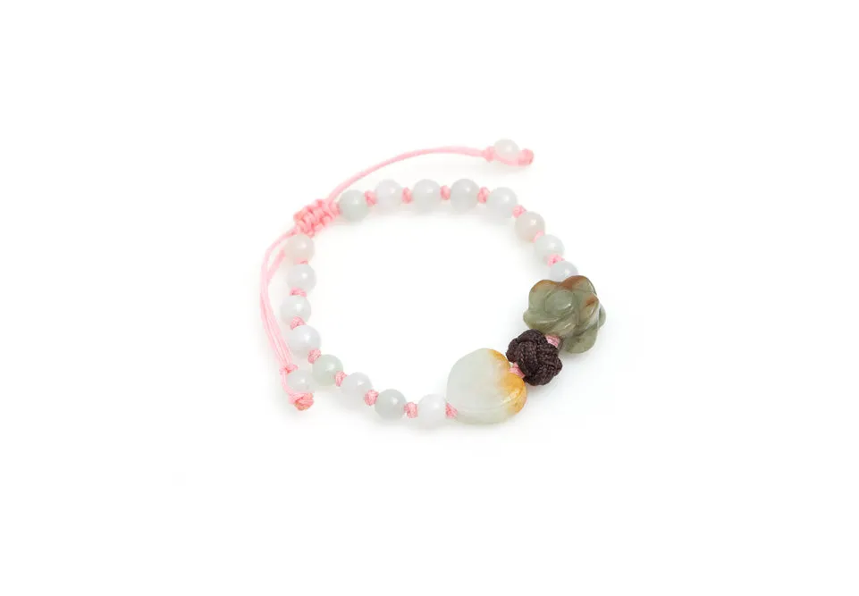 Burmese Jadeite 'Celebration of Life & Love' Children's Silk Bracelet
