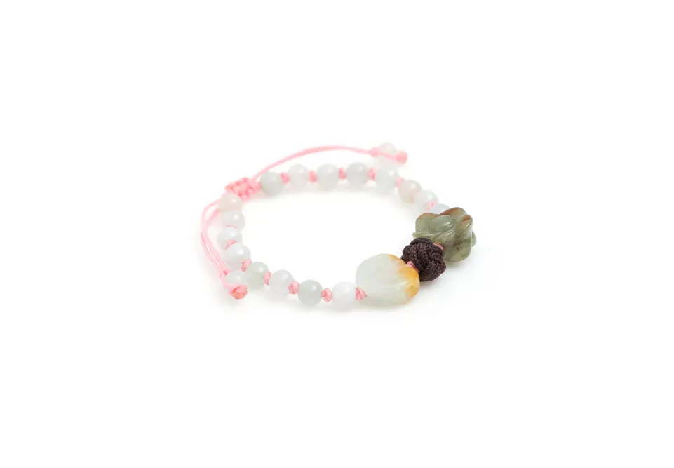 Burmese Jadeite 'Celebration of Life & Love' Children's Silk Bracelet