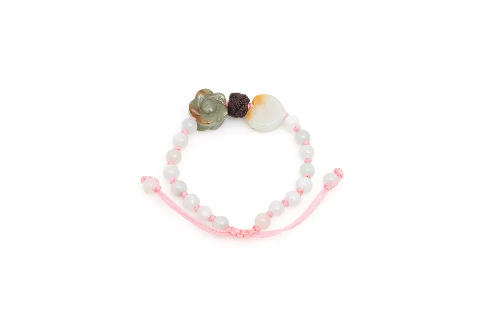 Burmese Jadeite 'Celebration of Life & Love' Children's Silk Bracelet