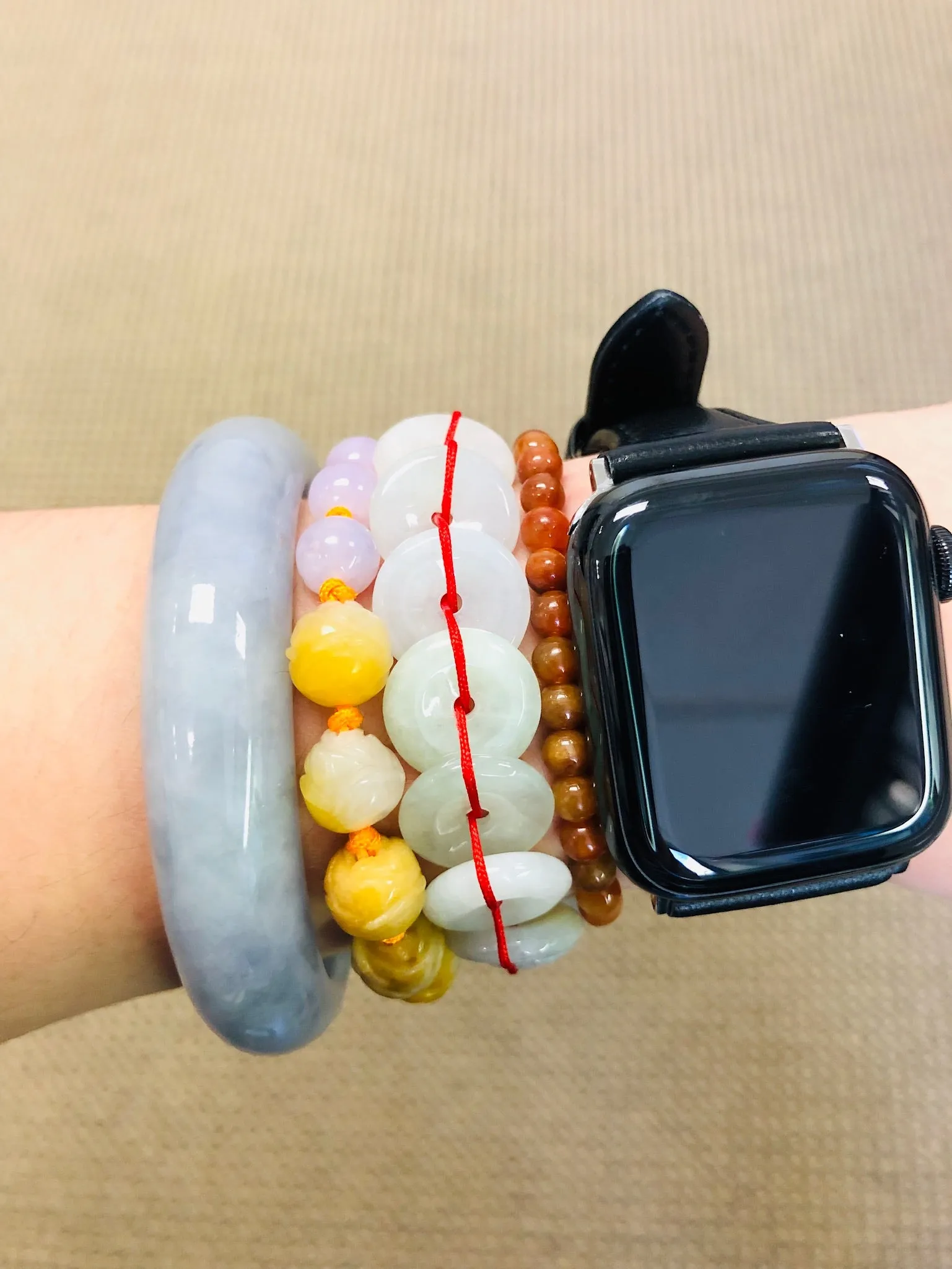Burmese Jadeite Gold Coins 'Good Fortune' Bracelet