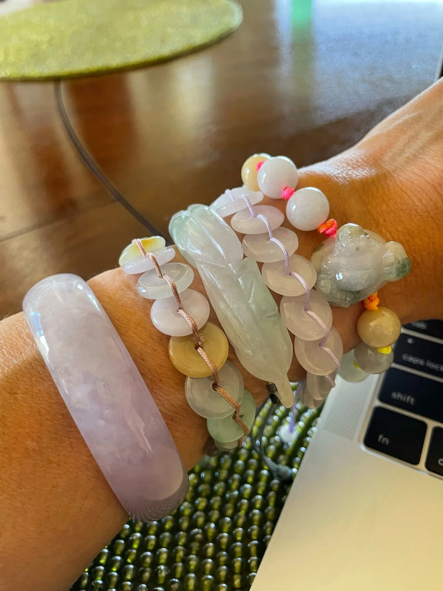 Burmese Jadeite Gold Coins 'Good Fortune' Bracelet