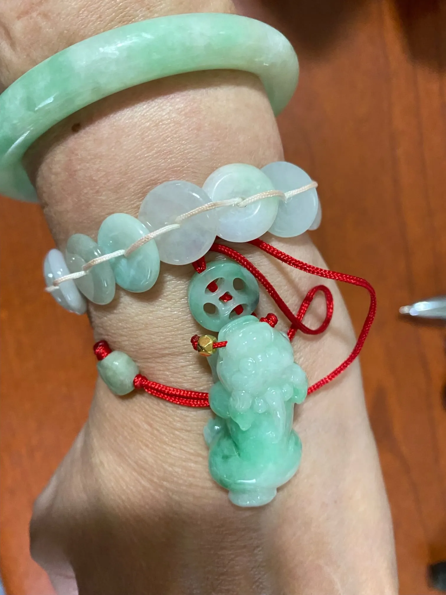 Burmese Jadeite Gold Coins 'Good Fortune' Bracelet