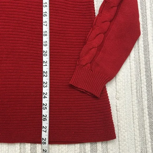 Cabi Womens Standout Pullover Sweater V Neck Cable Knit Size S Loose Fit Red