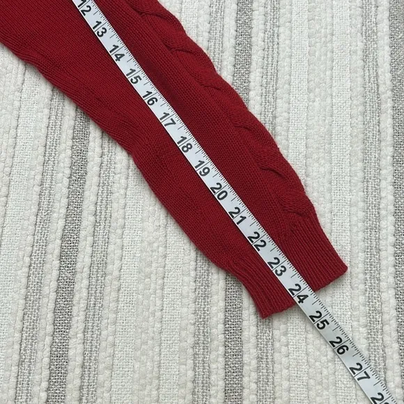 Cabi Womens Standout Pullover Sweater V Neck Cable Knit Size S Loose Fit Red