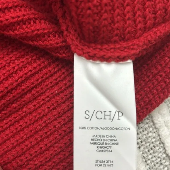 Cabi Womens Standout Pullover Sweater V Neck Cable Knit Size S Loose Fit Red