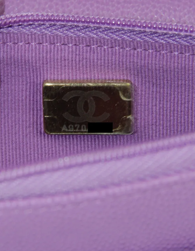 Chanel 2022 Purple Quilted Caviar Leather Wallet On Chain WOC Crossbody Bag