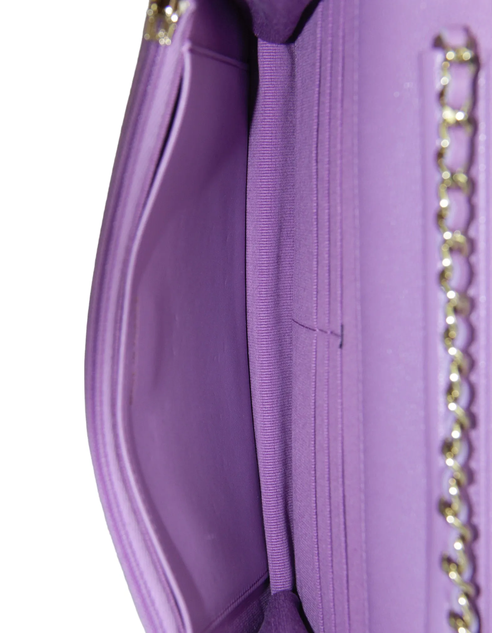 Chanel 2022 Purple Quilted Caviar Leather Wallet On Chain WOC Crossbody Bag