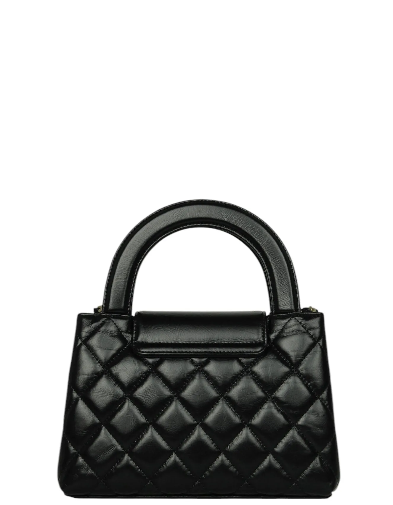 Chanel 2025 Black Calfskin Quilted Nano Kelly Shopper