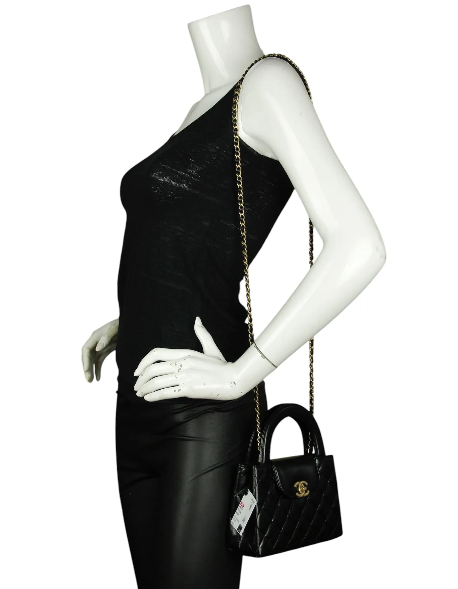 Chanel 2025 Black Calfskin Quilted Nano Kelly Shopper
