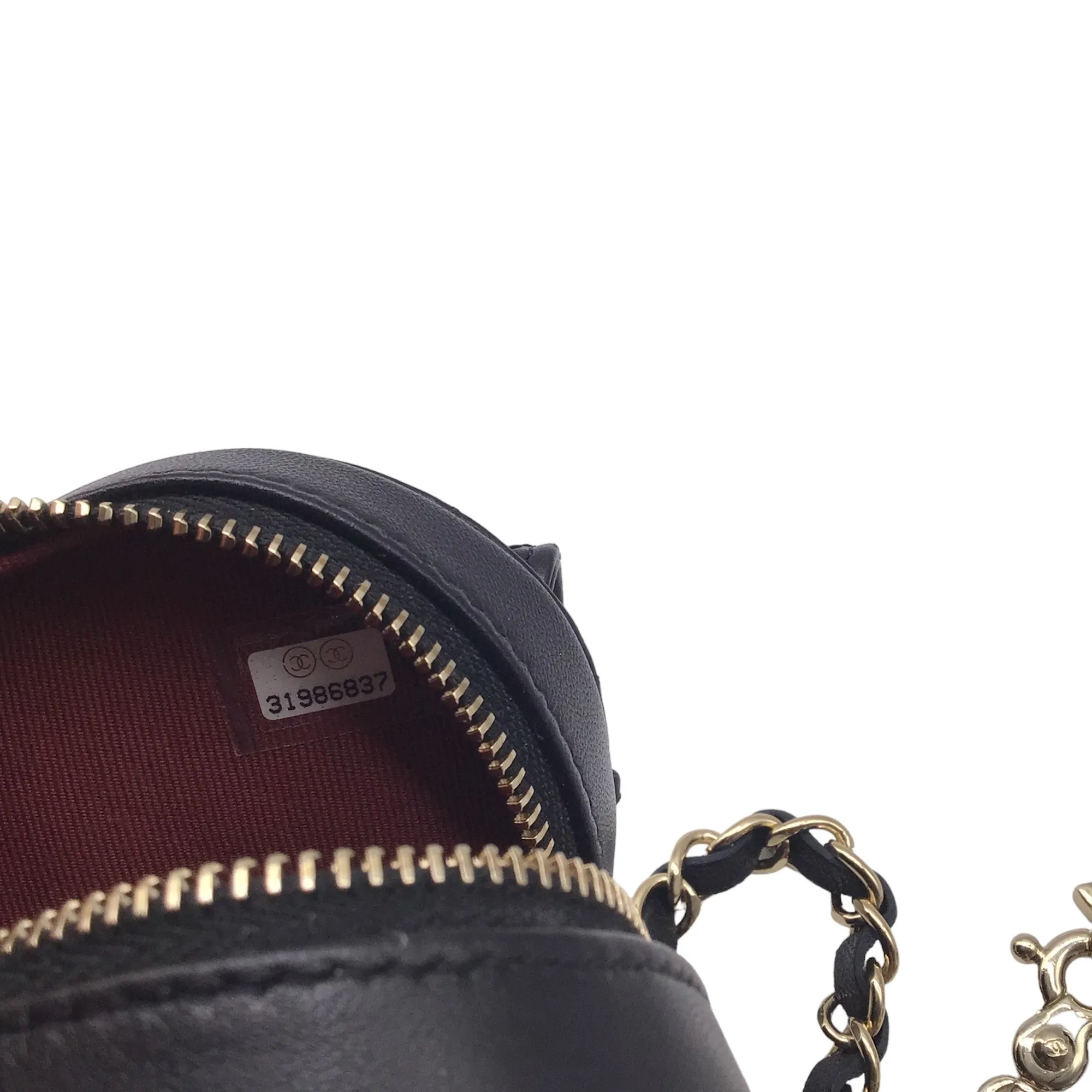 Chanel Black 2022 Quilted Lambskin Leather Mini Heart Handbag