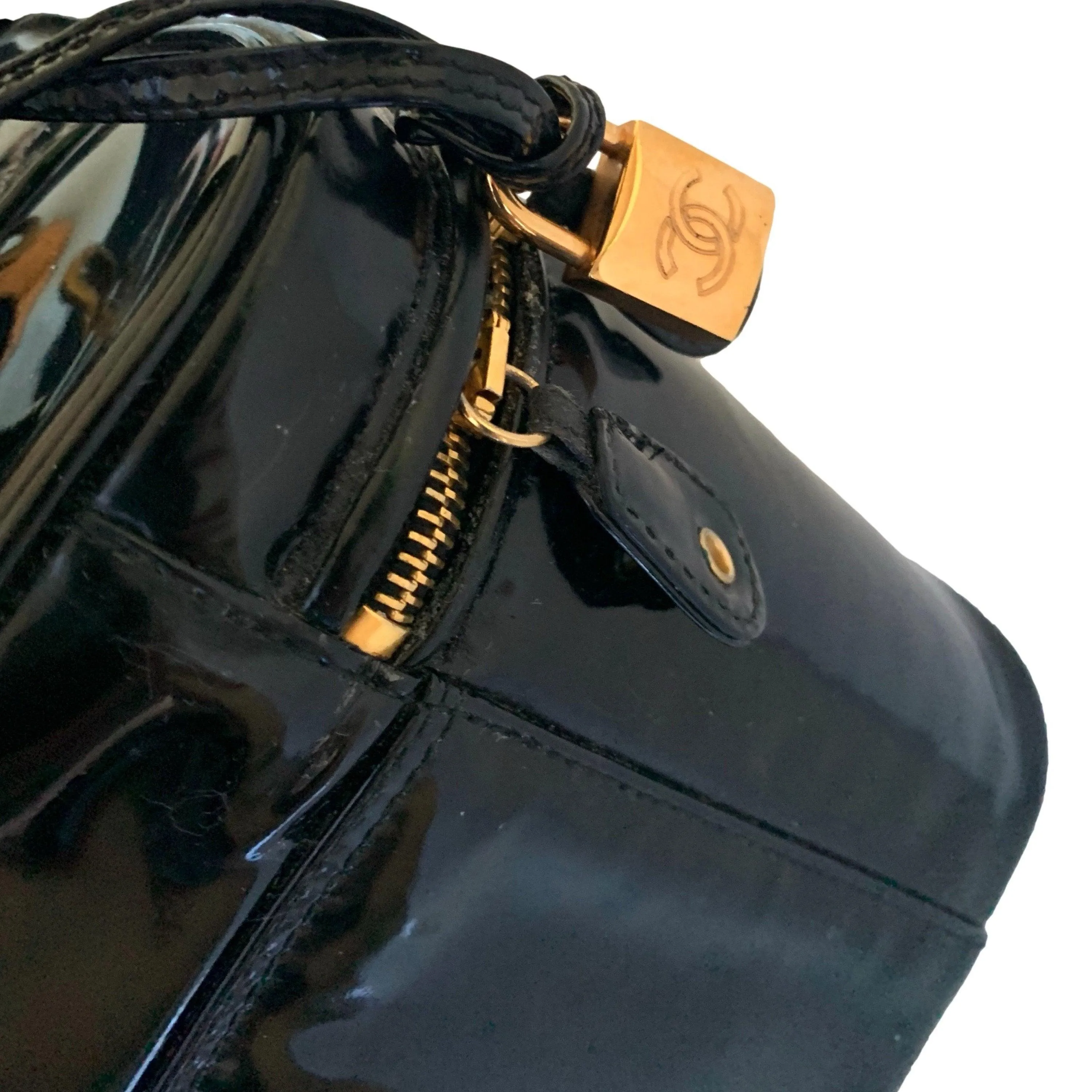 Chanel Black Patent Vanity Bag