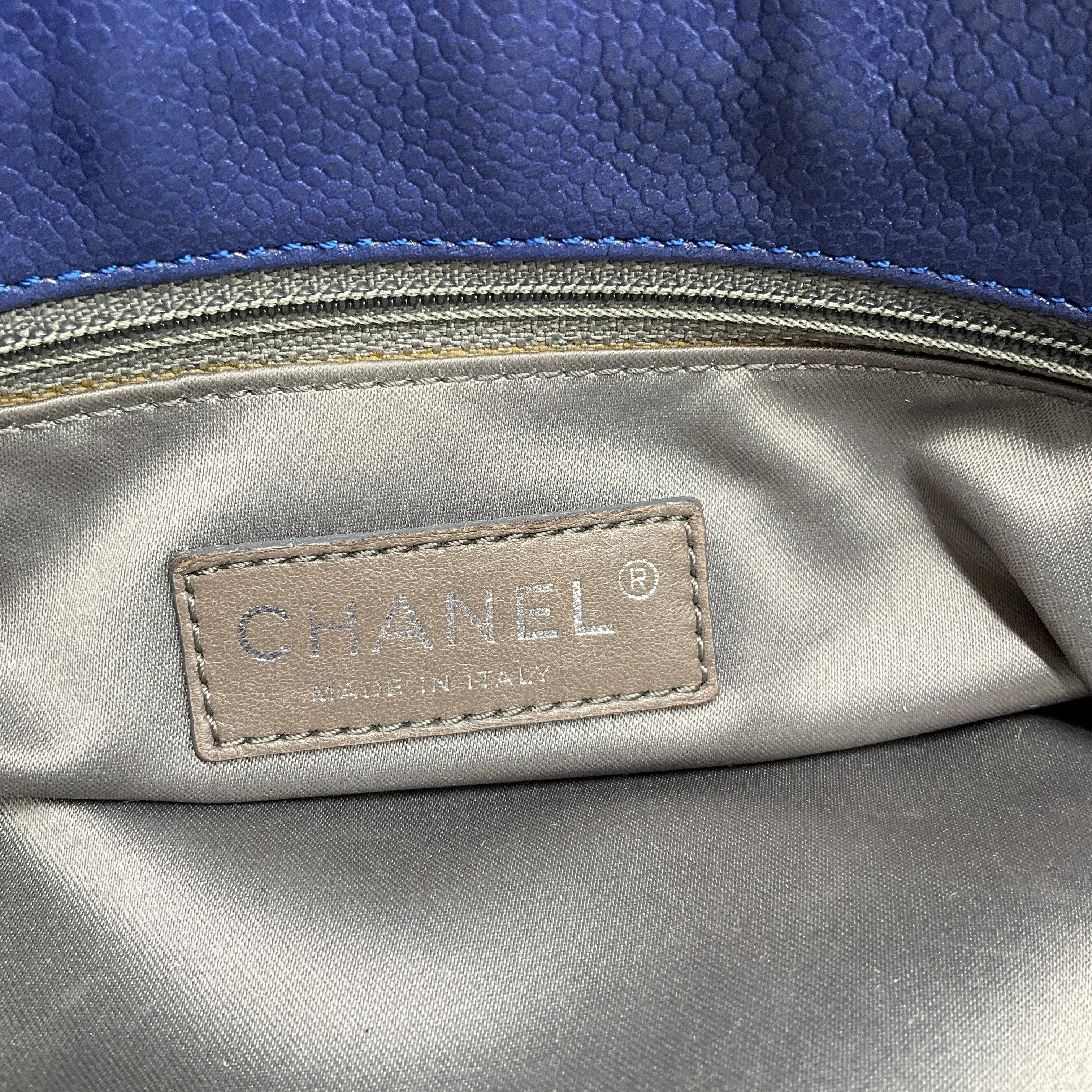 Chanel Blue Glazed Caviar 31 Rue Cambon Coco Rider Hobo Bag