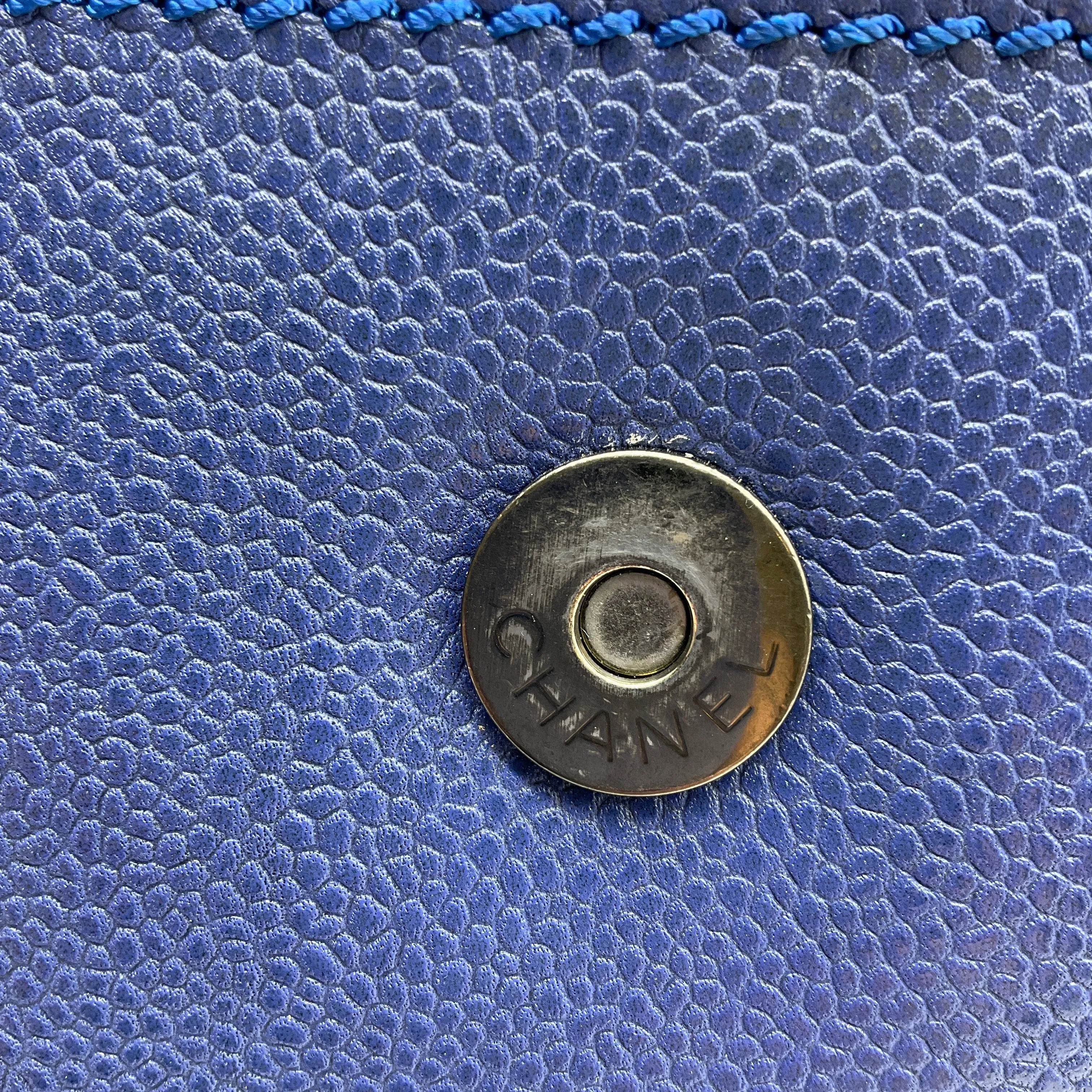 Chanel Blue Glazed Caviar 31 Rue Cambon Coco Rider Hobo Bag