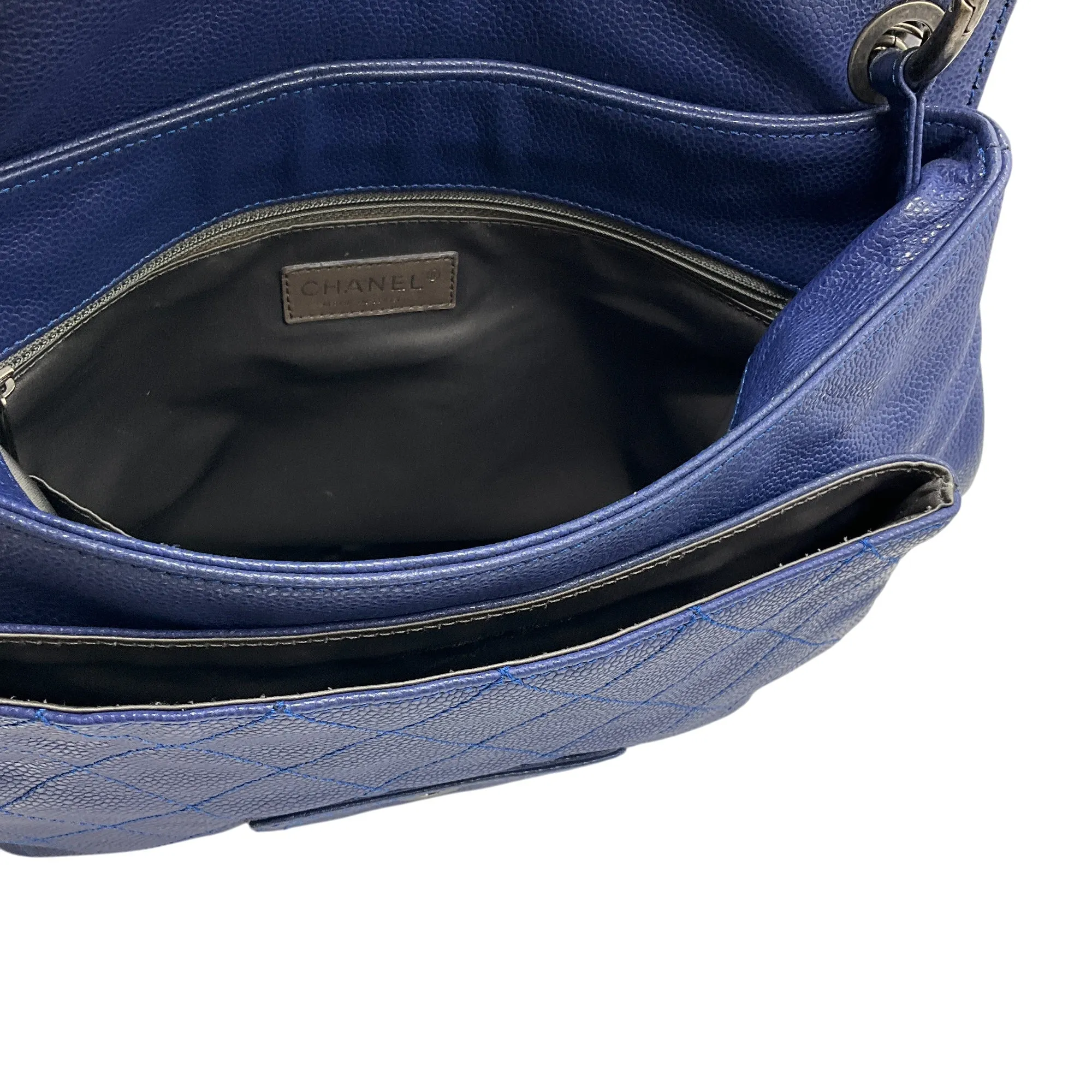 Chanel Blue Glazed Caviar 31 Rue Cambon Coco Rider Hobo Bag