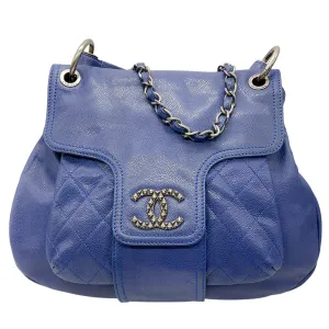 Chanel Blue Glazed Caviar 31 Rue Cambon Coco Rider Hobo Bag