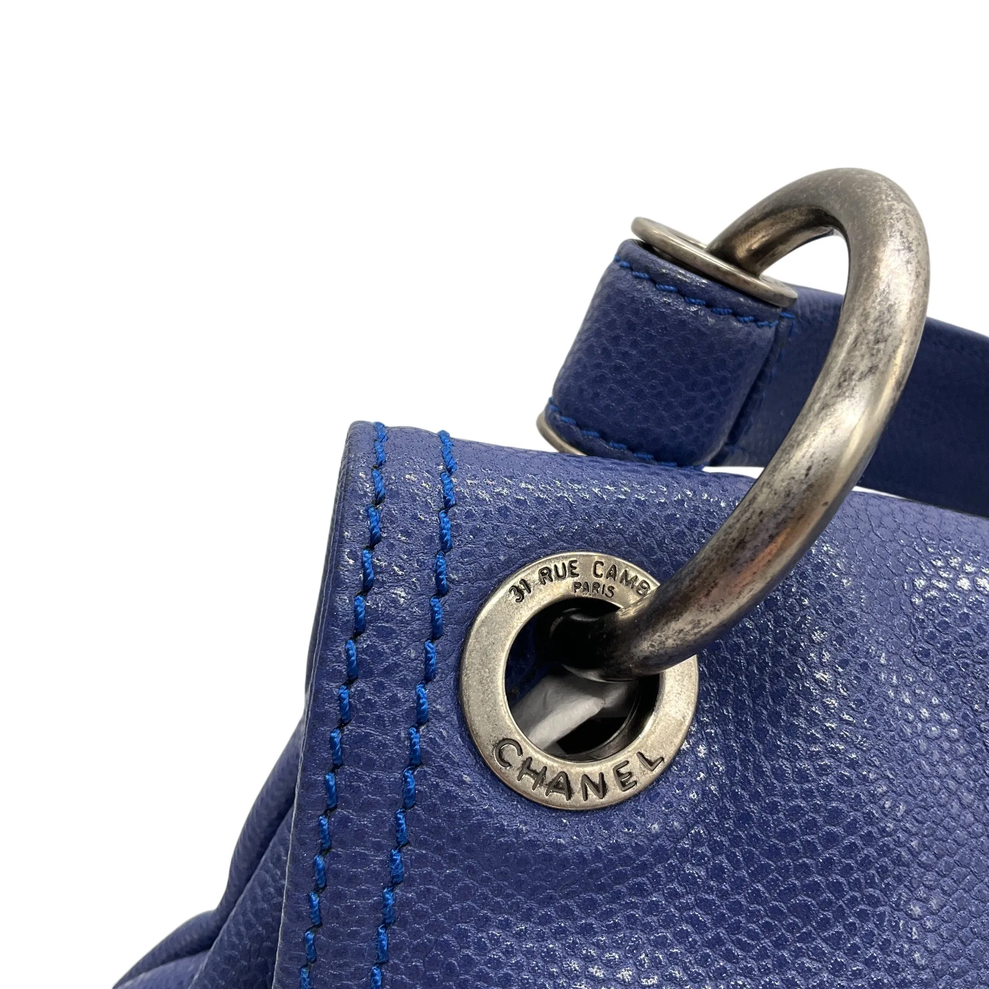 Chanel Blue Glazed Caviar 31 Rue Cambon Coco Rider Hobo Bag