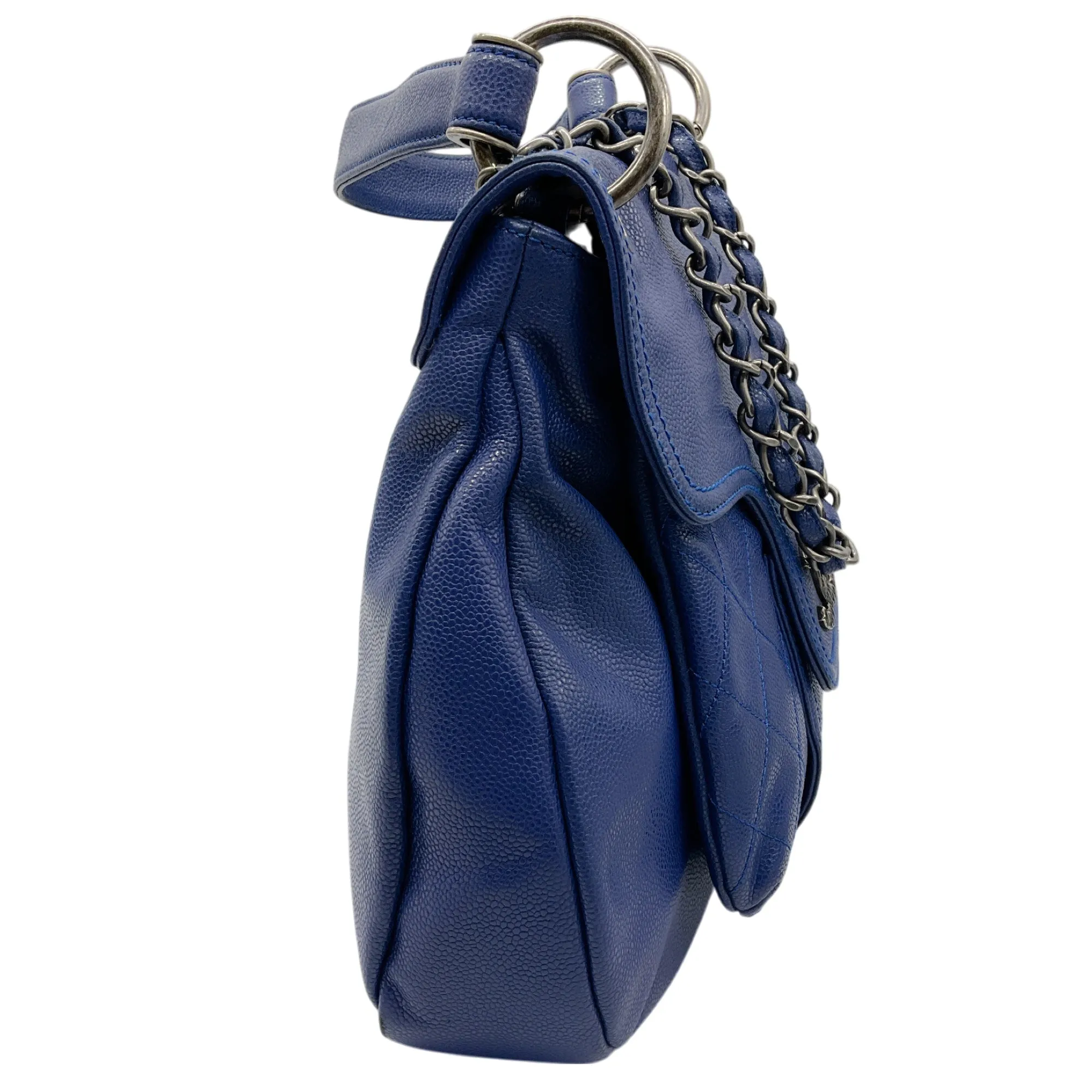 Chanel Blue Glazed Caviar 31 Rue Cambon Coco Rider Hobo Bag