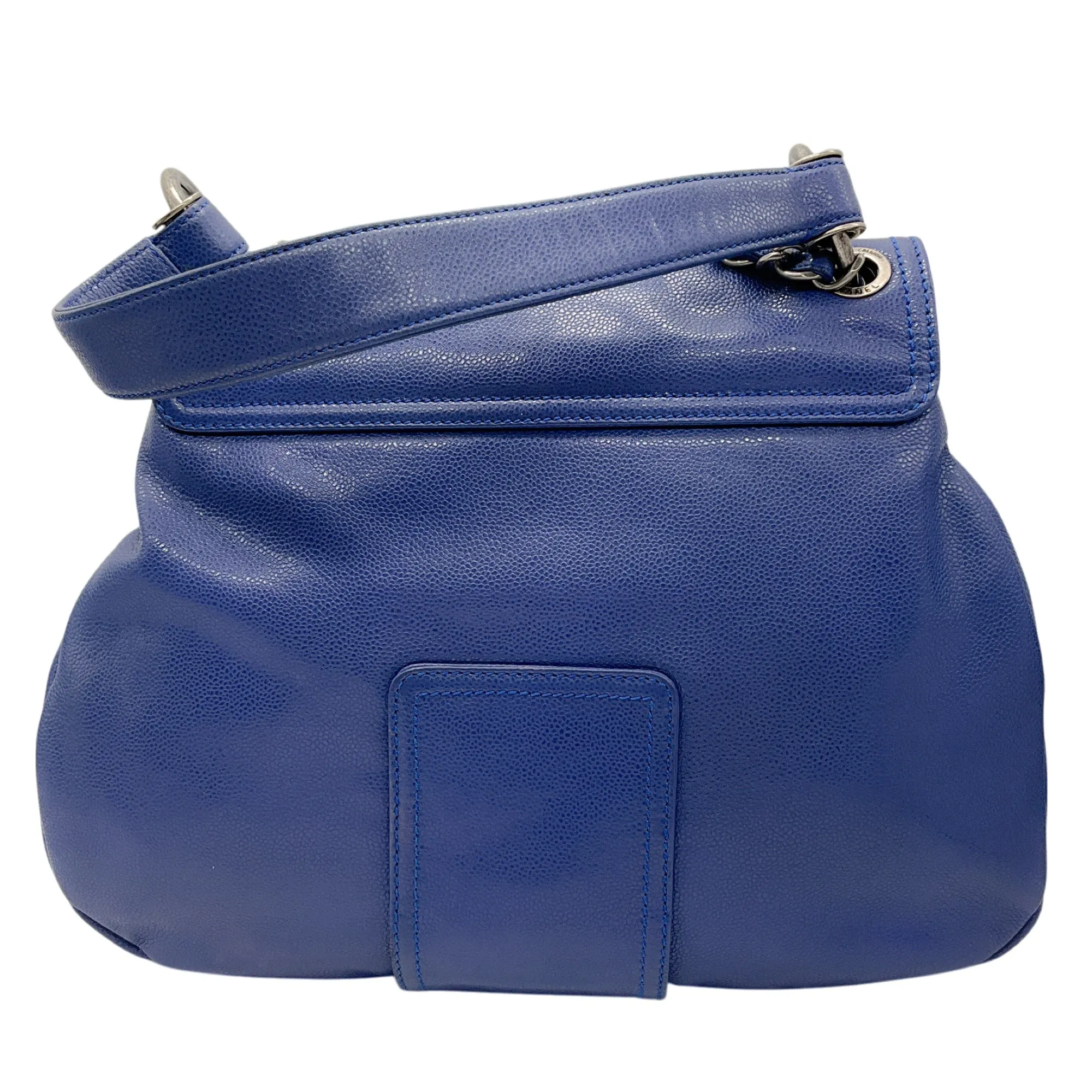 Chanel Blue Glazed Caviar 31 Rue Cambon Coco Rider Hobo Bag