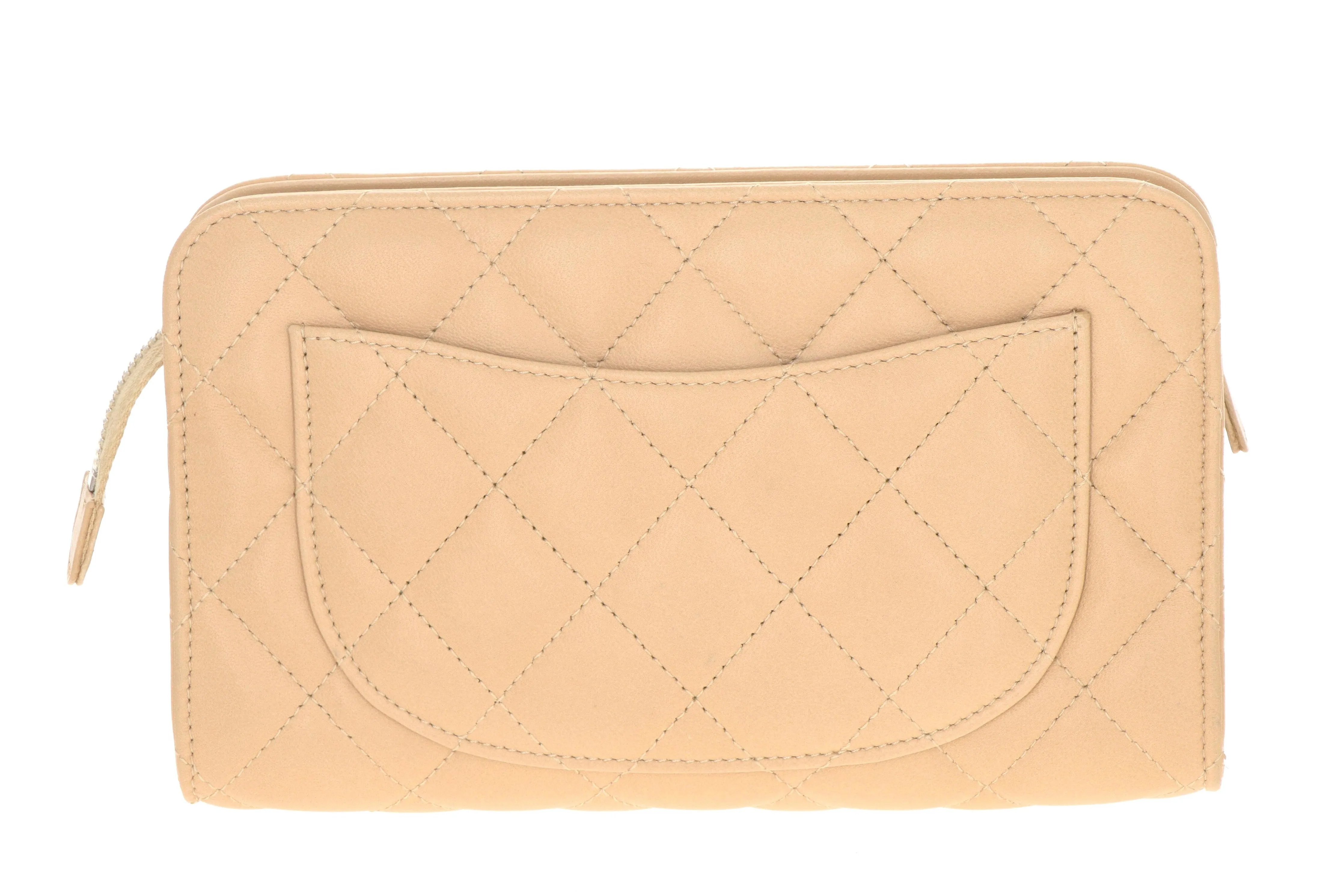 Chanel Camel Leather Cosmetic Bag/Clutch