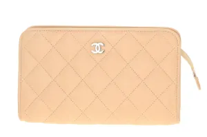 Chanel Camel Leather Cosmetic Bag/Clutch