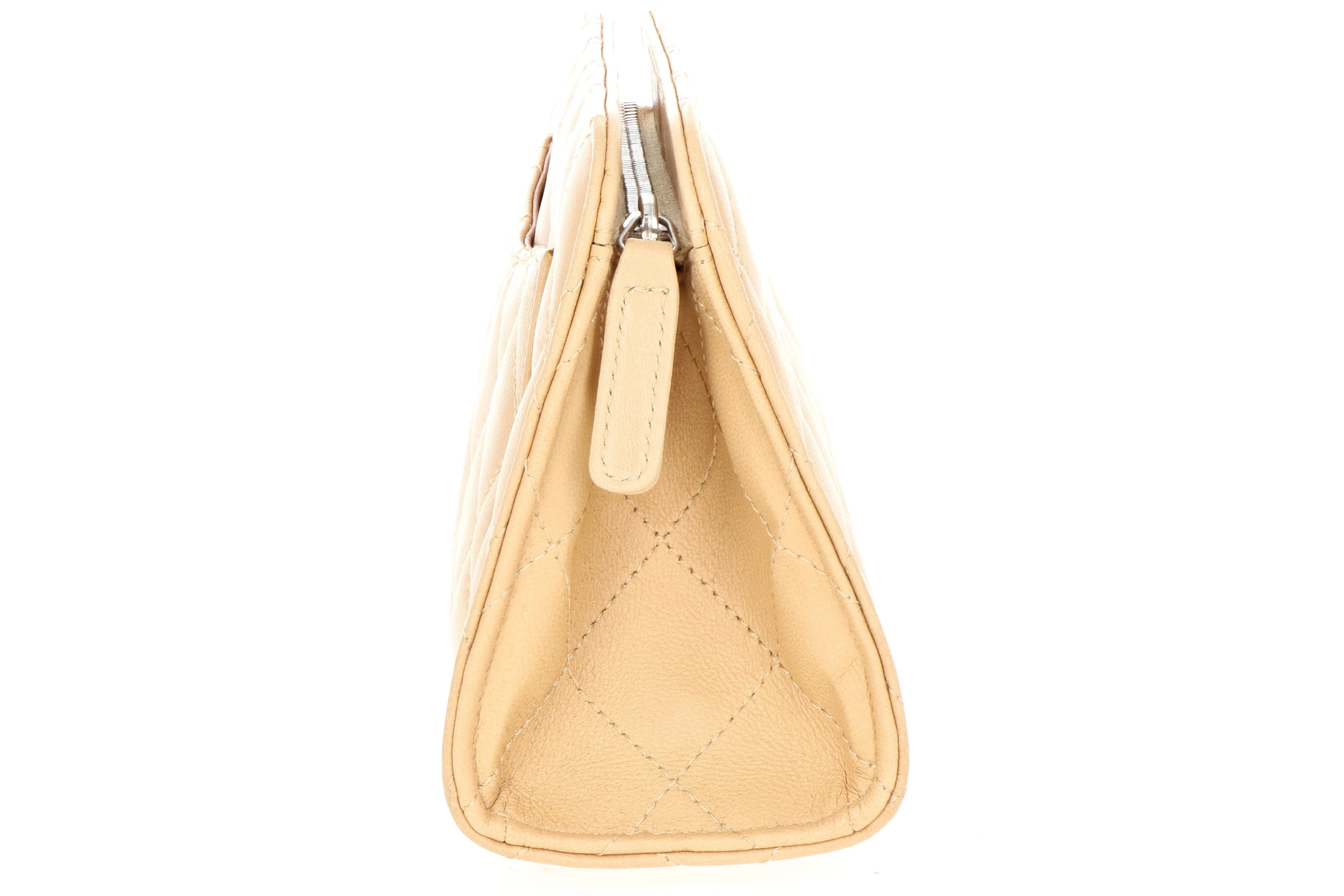 Chanel Camel Leather Cosmetic Bag/Clutch