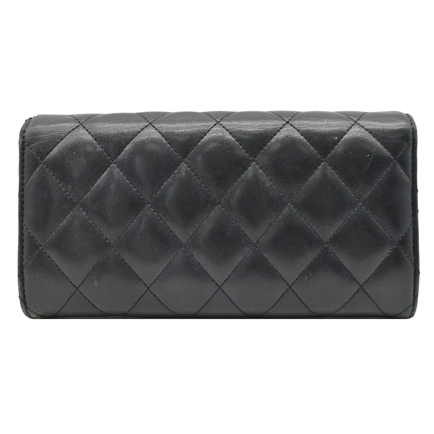 CHANEL Classic Long Flap Leather Wallet Black