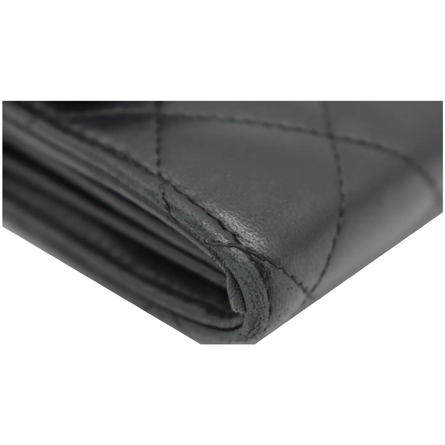 CHANEL Classic Long Flap Leather Wallet Black