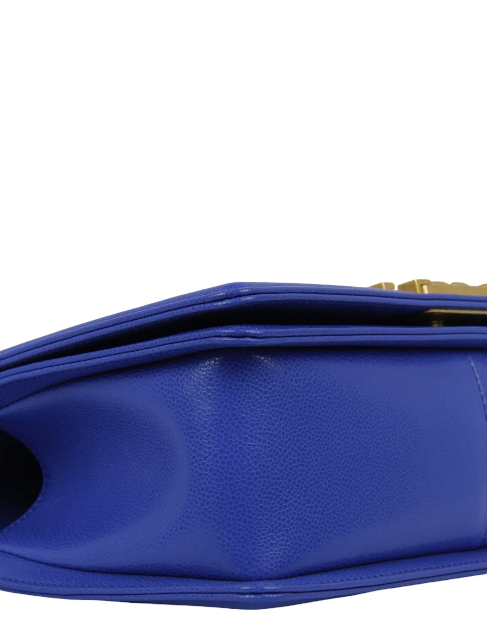 Chanel Cobalt Caviar Chevron Quilted Medium Boy Bag