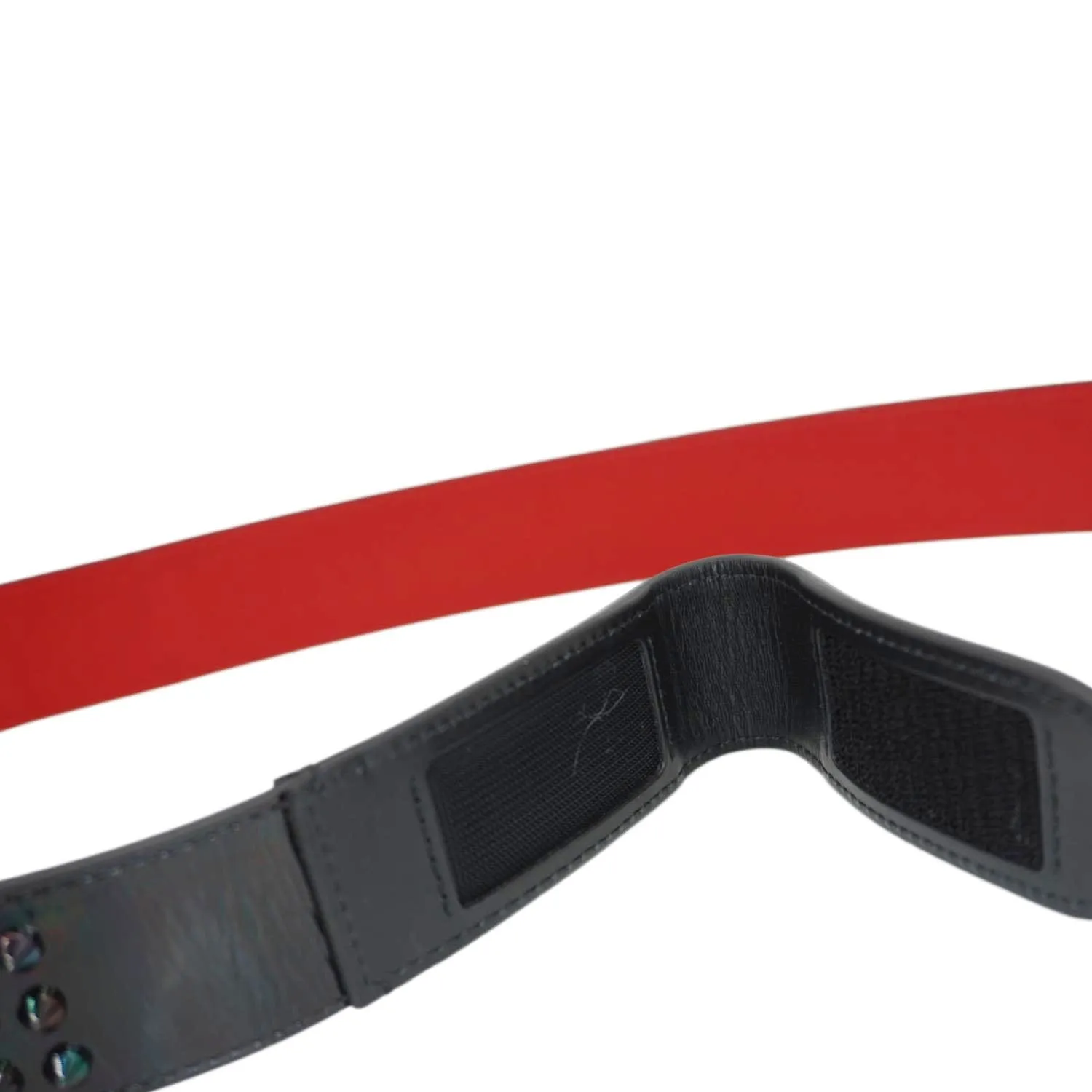 CHRISTIAN LOUBOUTIN Loubi Spiked Leather Belt Black Size 100.40