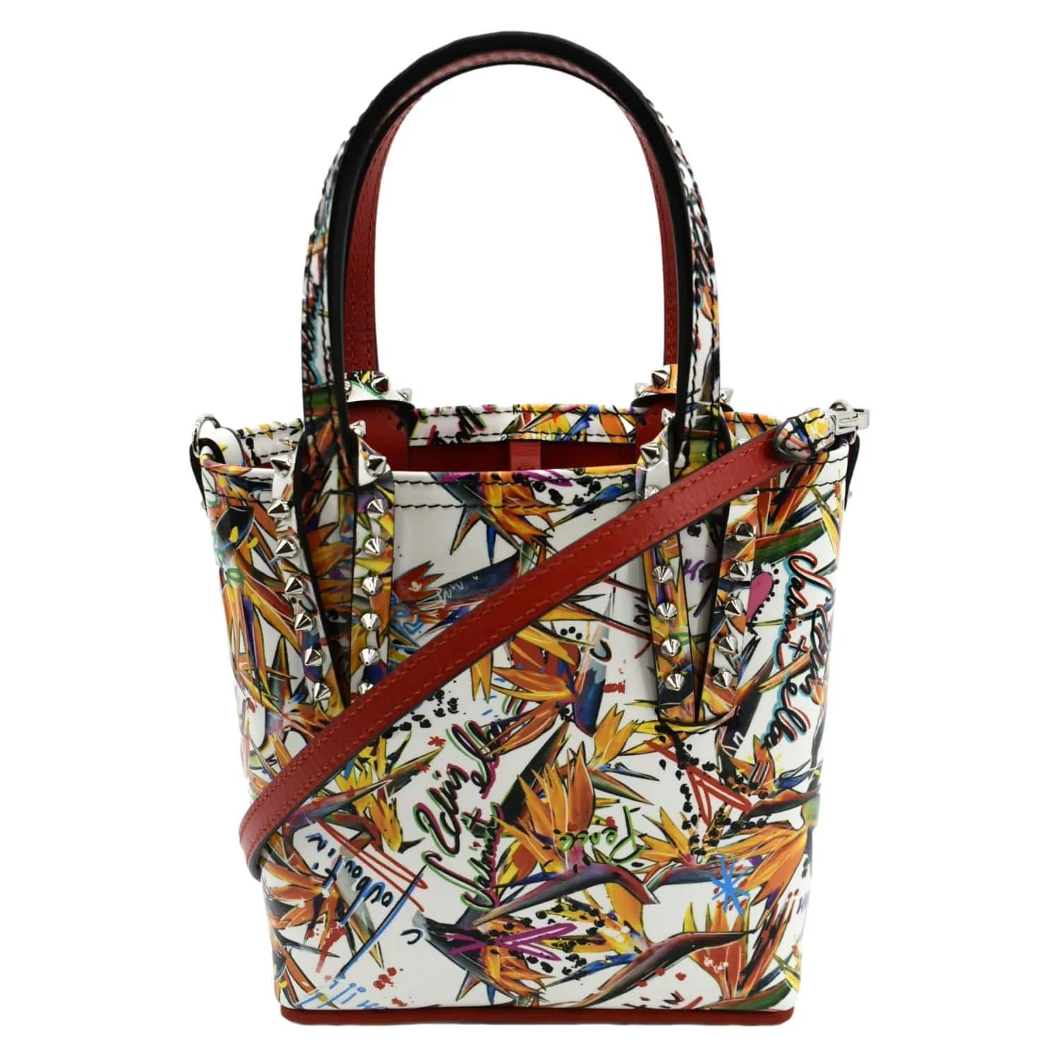 CHRISTIAN LOUBOUTIN Paradise Leather Tote Crossbody Bag Multicolor