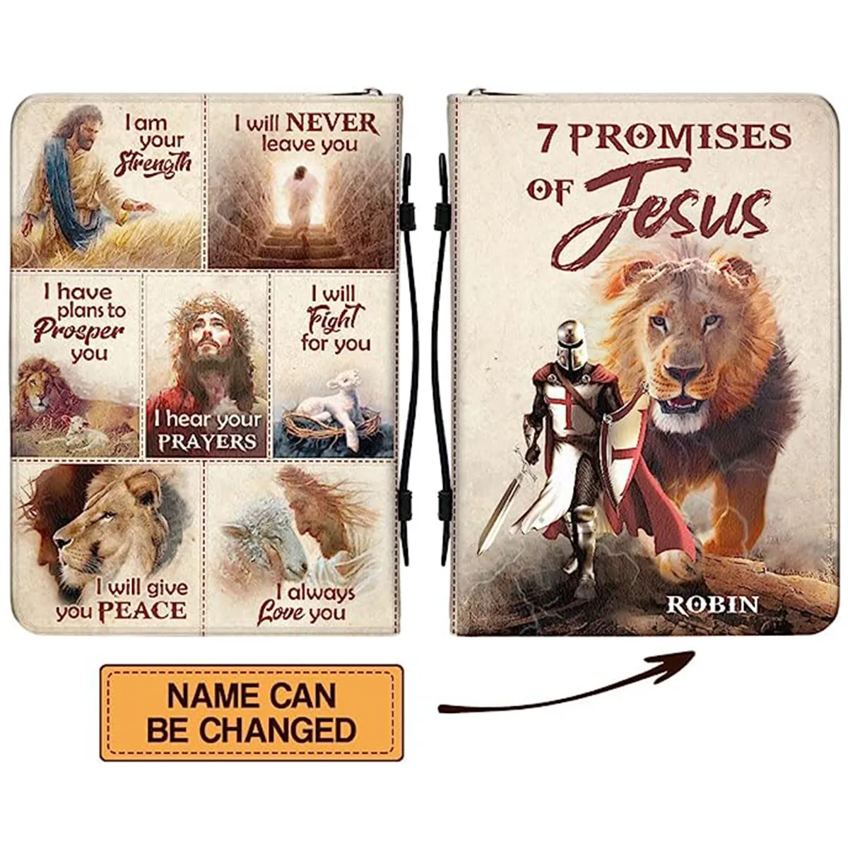 Christianart Bible Cover, 7 Promises Of Jesus, lion and judah, Gifts For Women, Gifts For Men, Christmas Gift.