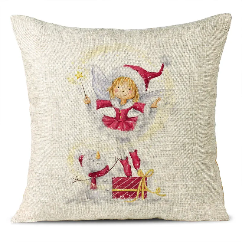 Christmas Themed Linen Pillowcase