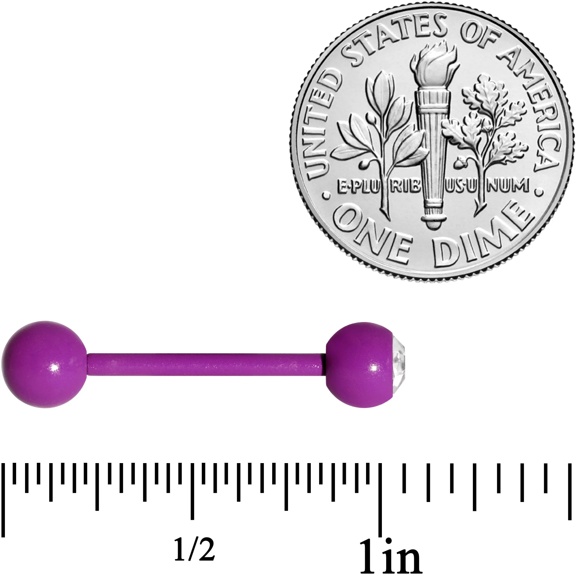 Clear Gem Purple Glow in the Dark Barbell Tongue Ring