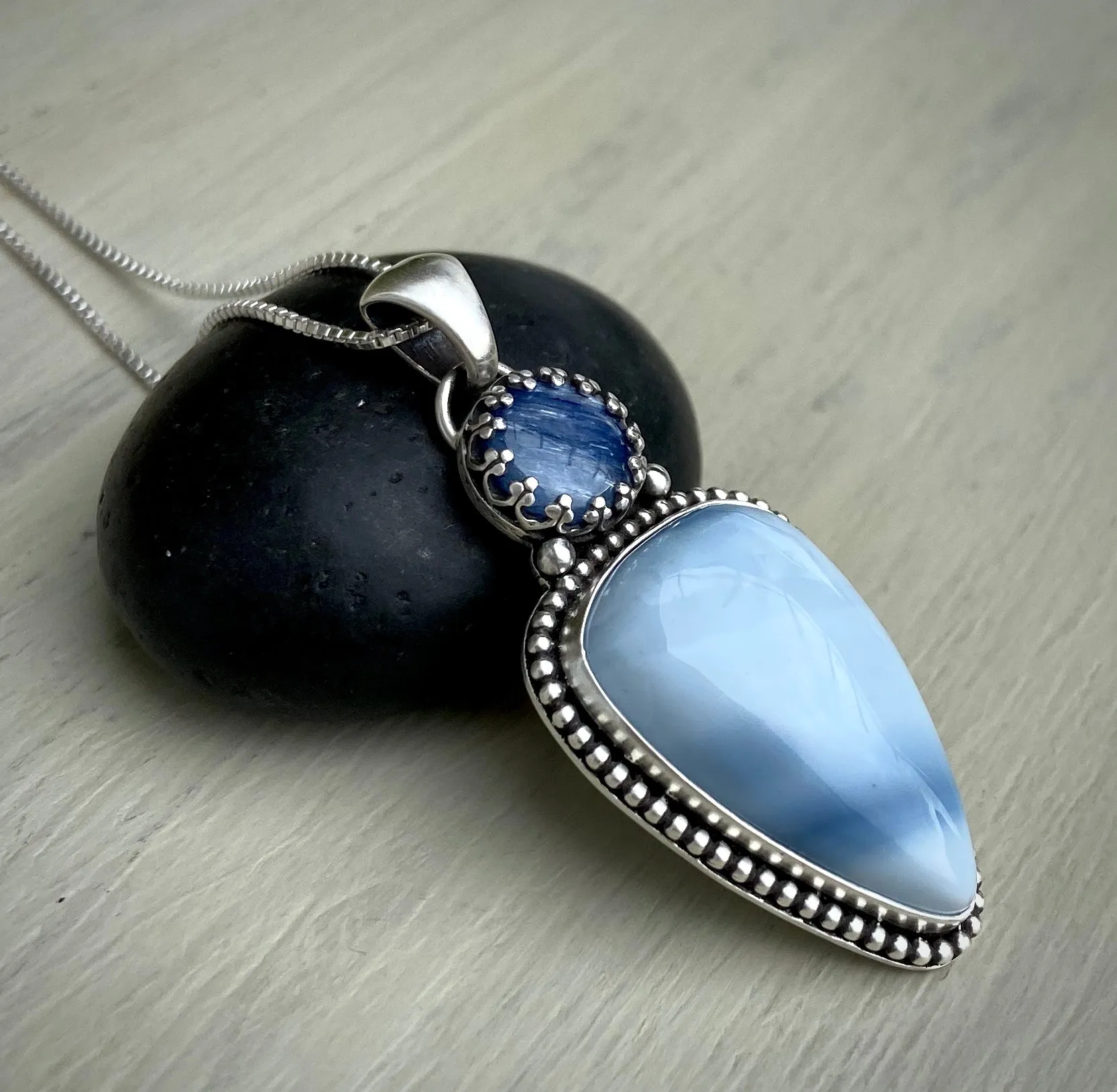 •Cloud 9• Kyanite & Blue Opal Pendant