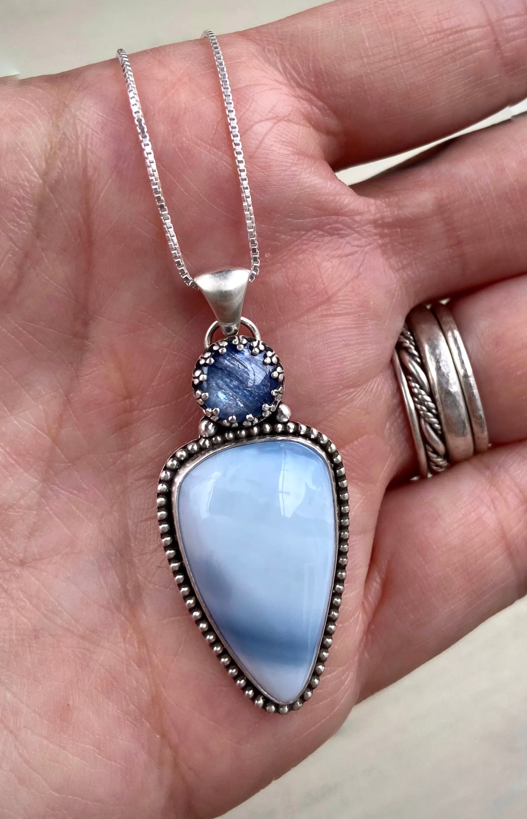 •Cloud 9• Kyanite & Blue Opal Pendant