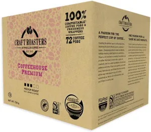 Club Coffee Craft Roasters | Coffeehouse Premium | Medium Roast Single Serve Coffee Pods | 72 Count | Compostable Coffee Pods | Keurig Brewer Compatible | Rainforest Alliance Certified